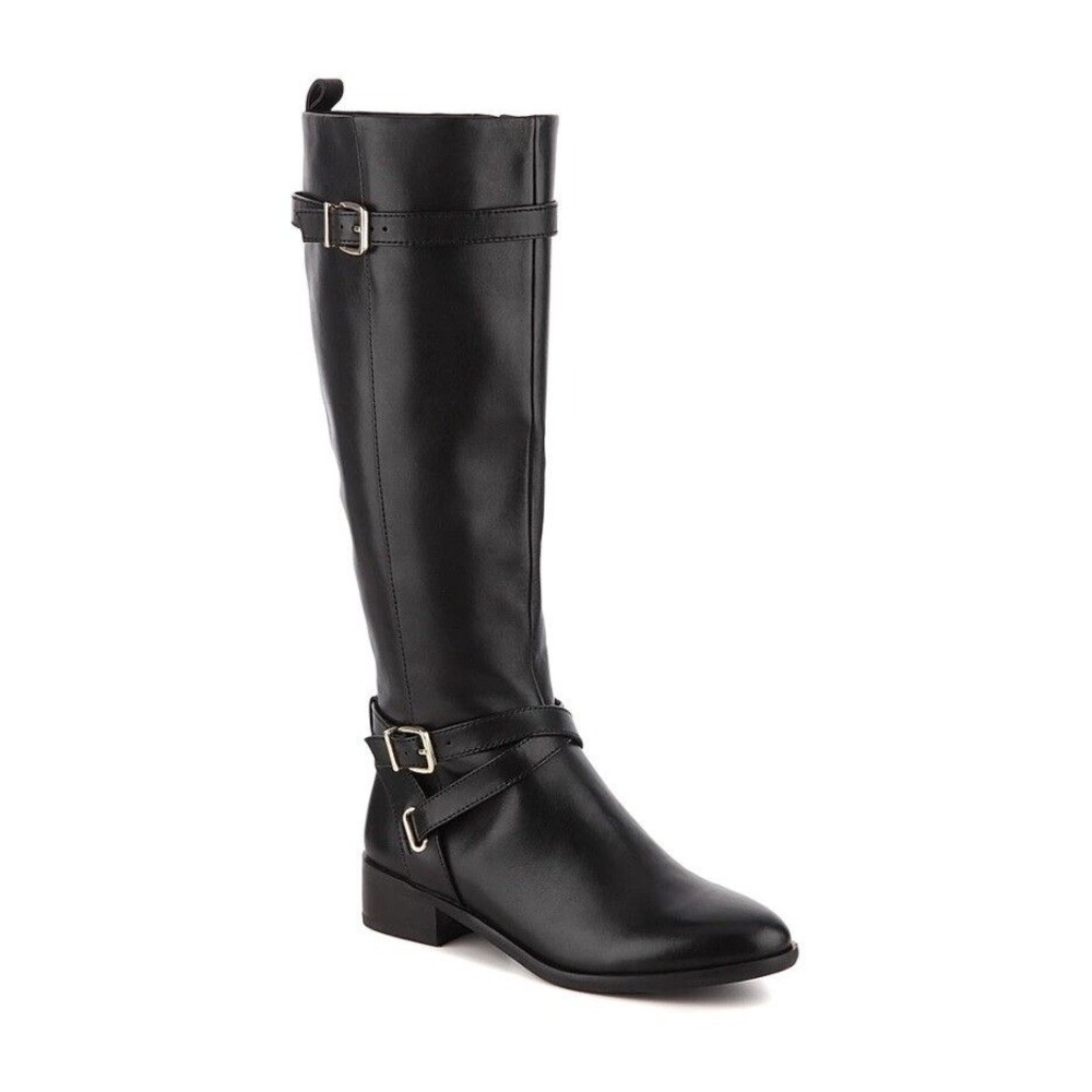 ESSEX LANE Maggie Tall Black Leather Riding Boots WIDE CALF Women Sz 6.5 M